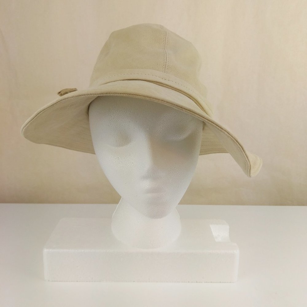 Helen Kaminski Taupe Suede Leather Cloche Hat